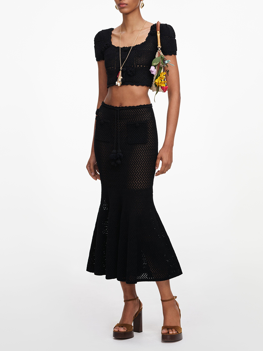 VGH Set Due Pezzi Nero con Mot - Crop Top Crochet recensione e prezzo